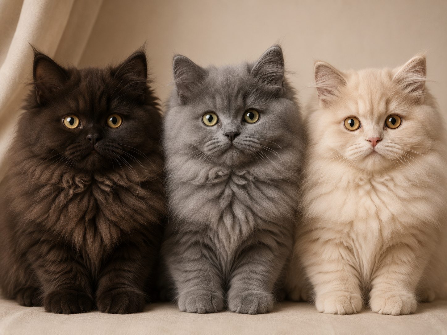 British Longhair kittens with soft, plush semi-long coats at Meowtelier Singapore